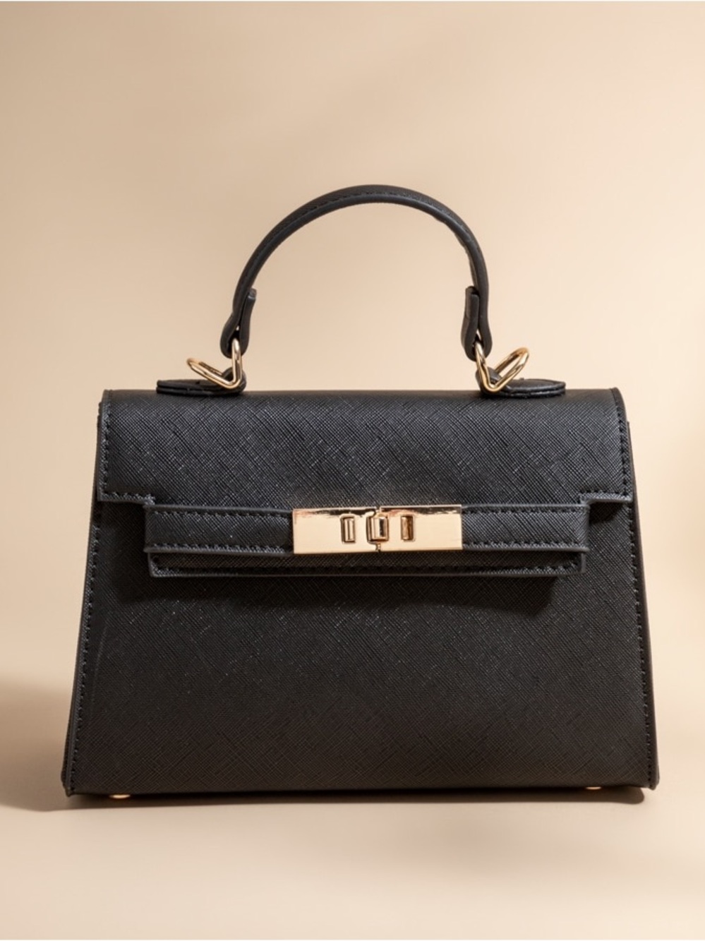Classic Black Top-Handle Satchel - Gold Hardware